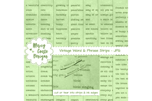 Green Dyed Word Strips Pack of 7 Pages