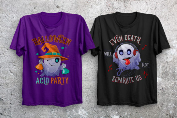 Halloween Ghost T-Shirt Design for Music Lovers and Acid Witch Parties