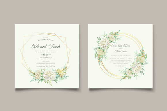 Hand Drawn Floral Invitation Card Set