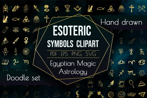 Spiritual Sacred Magic Elements Astrology: Creative Doodle Symbols