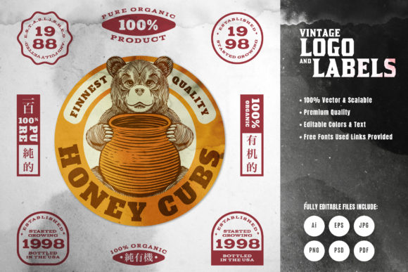 Vintage Bear Holding Honey Jar Logo: A Timeless Design for Modern Brands